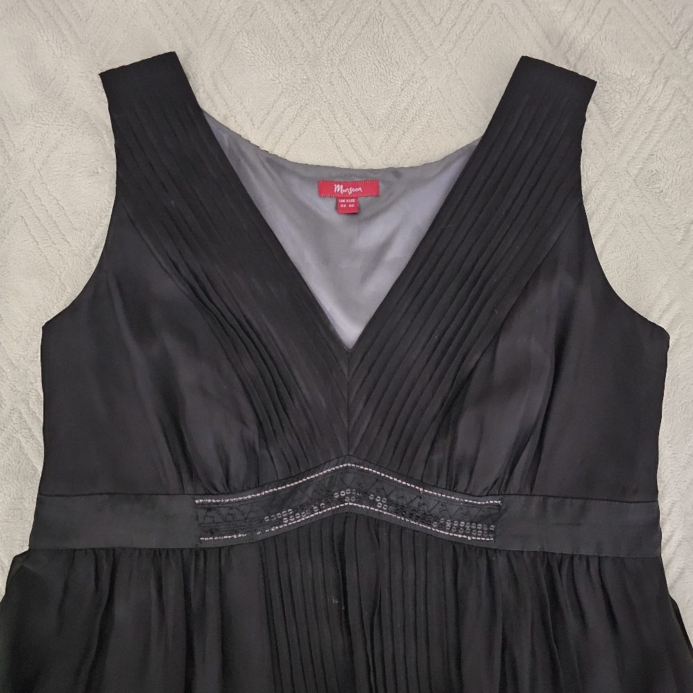 Monsoon Black Silk Dress - Sz 22 UK (18 US) - Picture 3 of 6